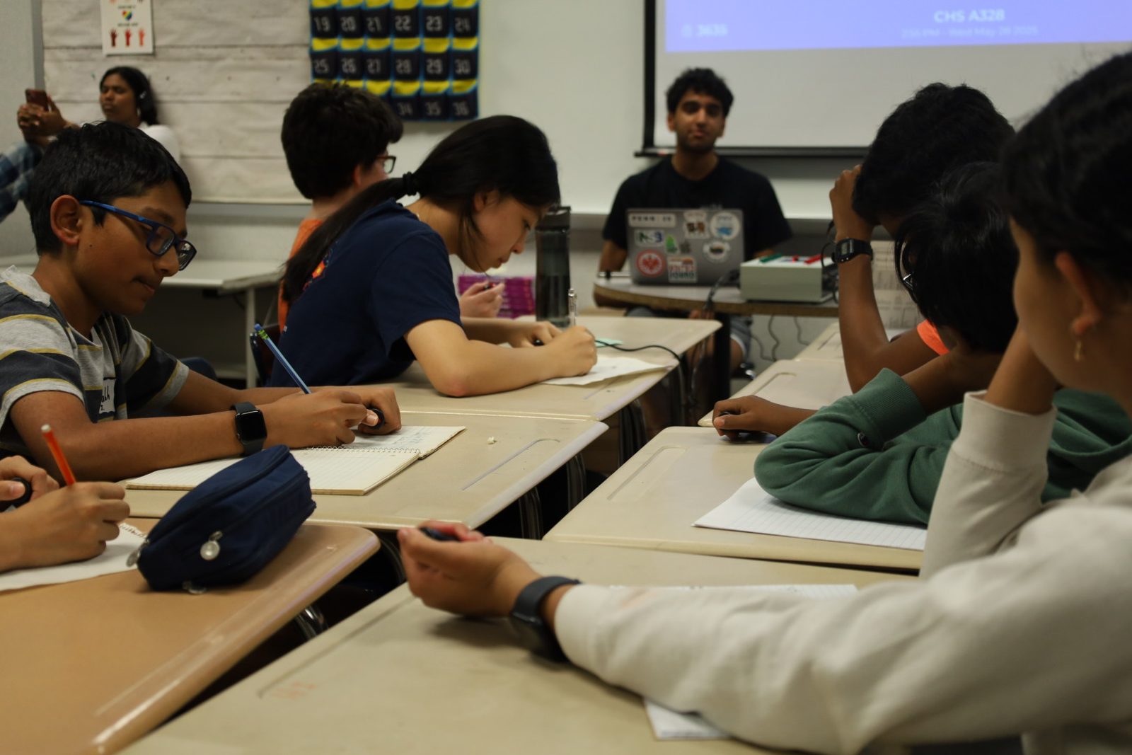 Students working through a problem
